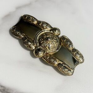 Vintage Gay Boyer Gold Tone 2 Piece 5.5” Belt Buckle New